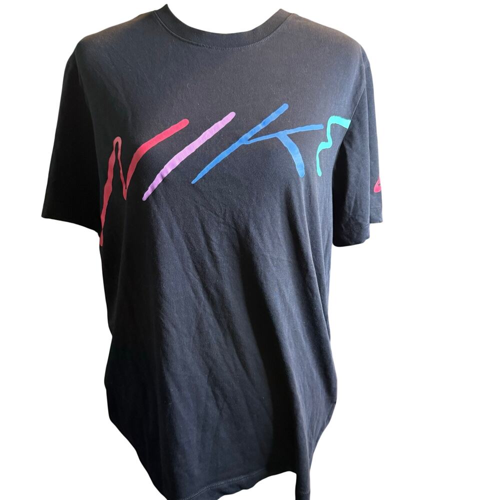 Nike Multi-Color Retro 90s Y2K Script Graphic Tee, Black, Men's Size Medium